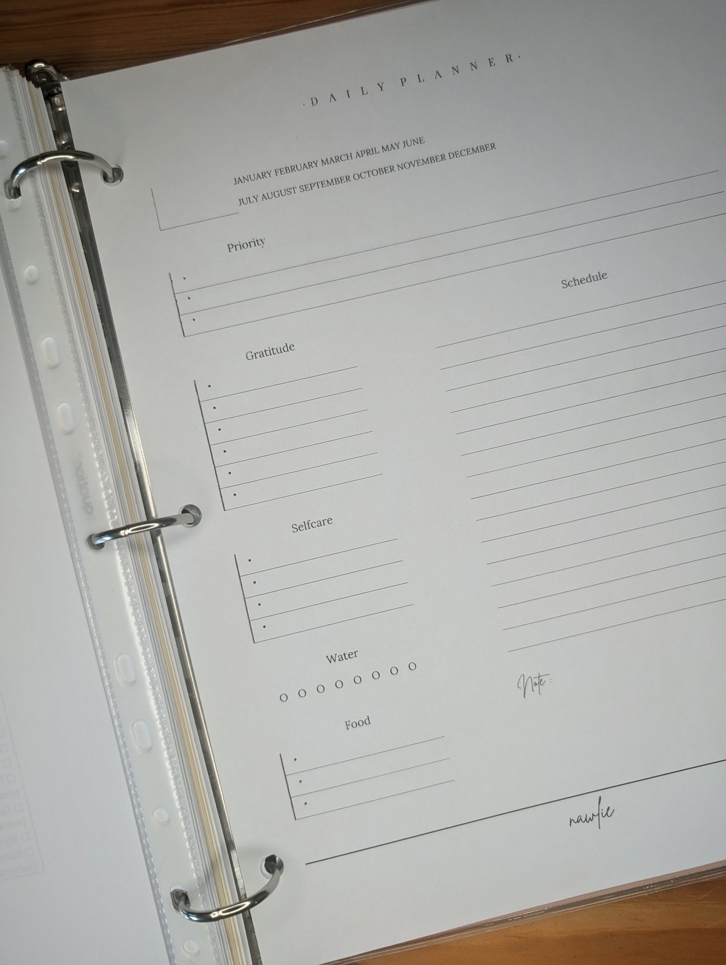 Double-sided daily planner (7 days)