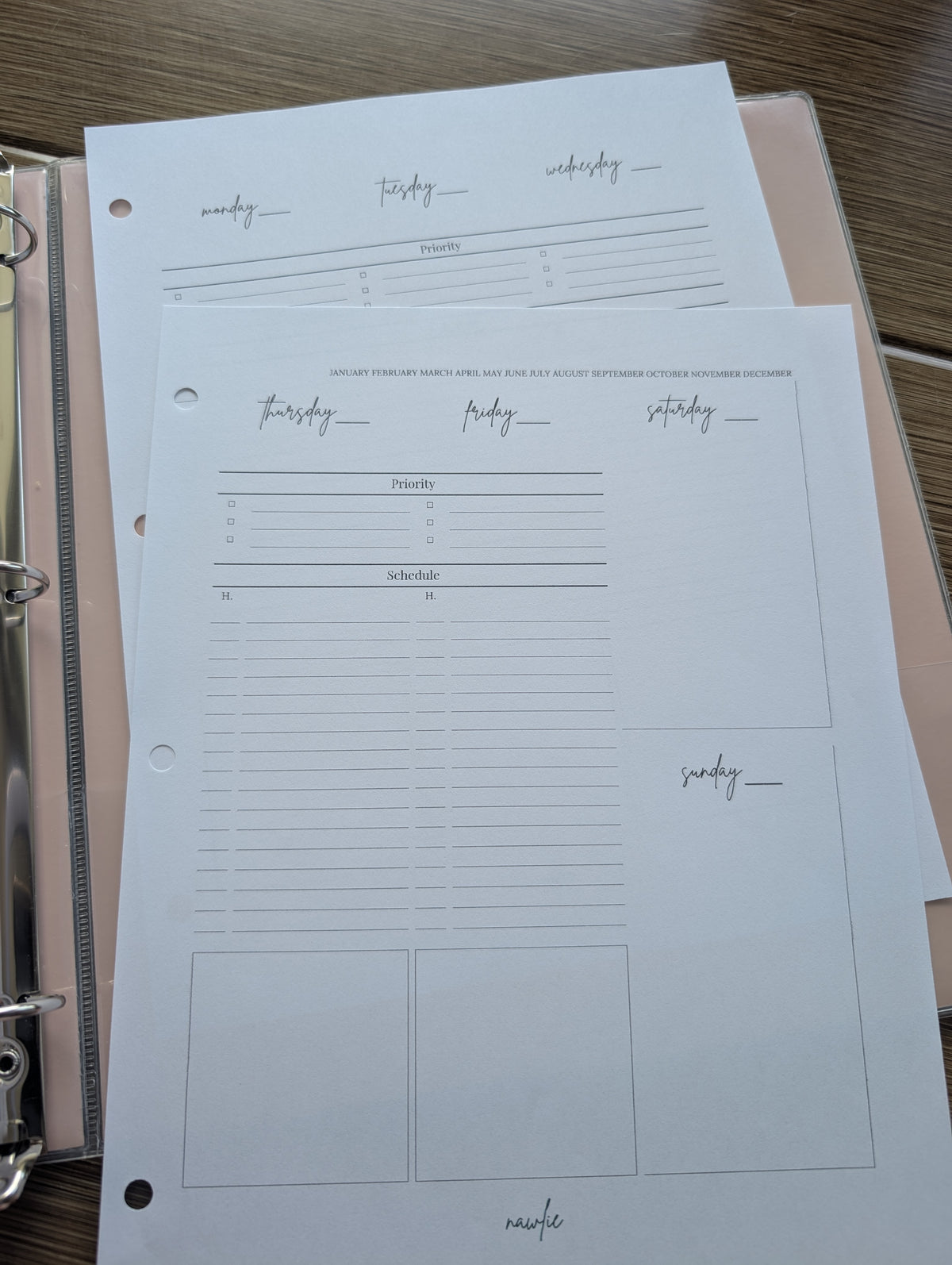 Planificateur hebdomadaire (sur deux pages) - Vers. 2