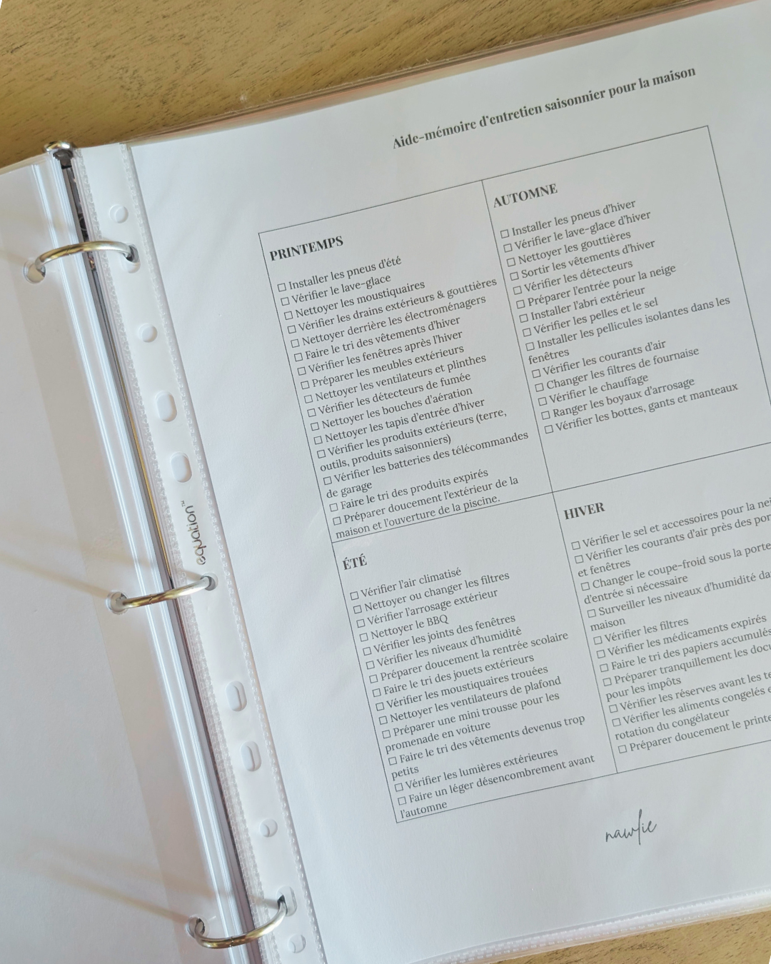 Aide-mémoire d’entretien saisonnier pour la maison