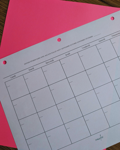 Calendrier mensuel vierge