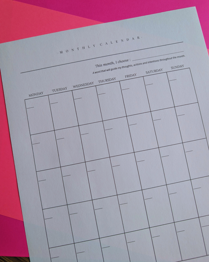 Calendrier mensuel, recto-verso