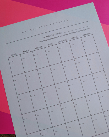 Calendrier mensuel, recto-verso