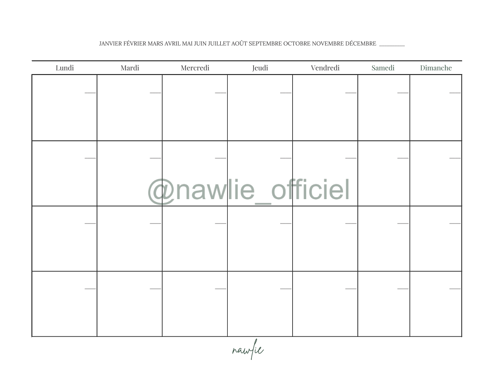 Blank Monthly Calendar