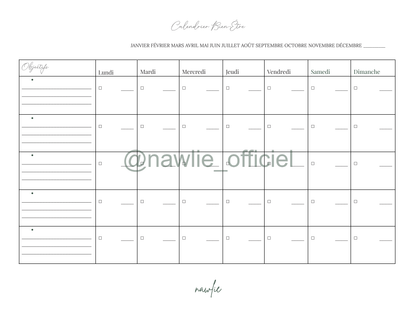 Calendrier Bien-Être Vierge