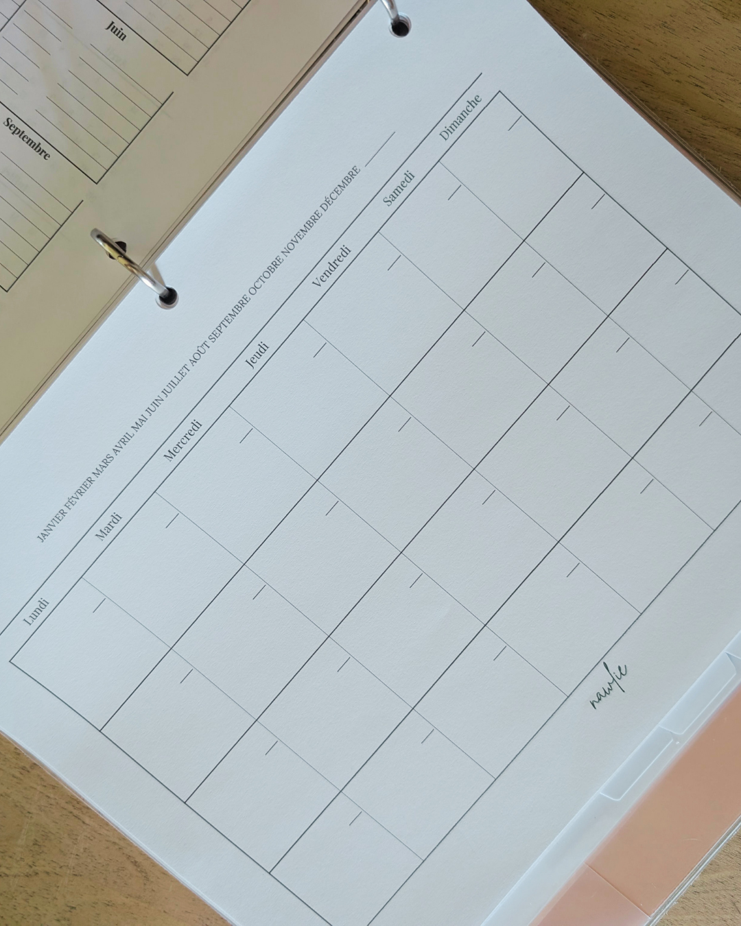 Calendrier mensuel vierge