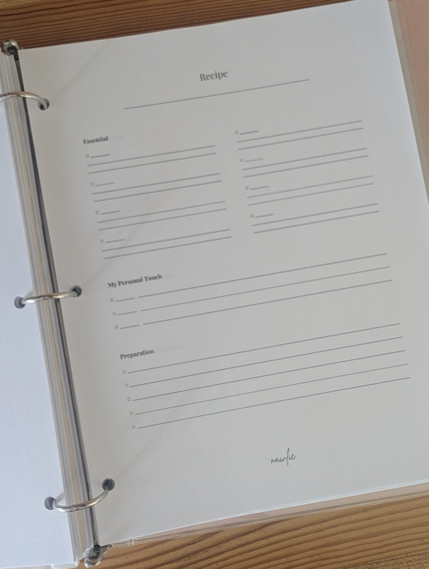 Homemade recipe sheet