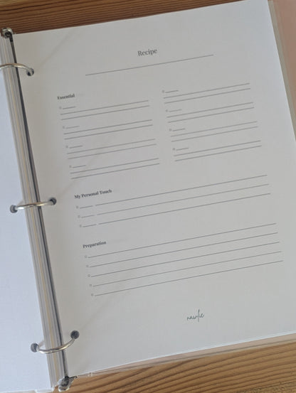 Homemade recipe sheet