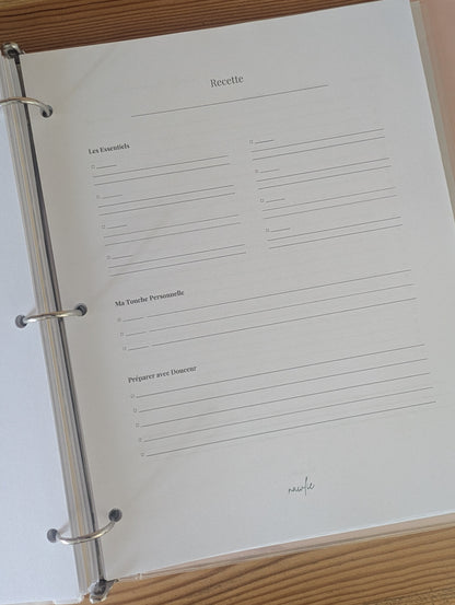Homemade recipe sheet
