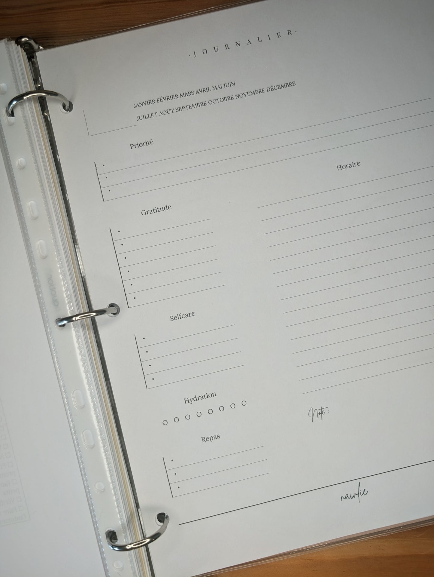 Double-sided daily planner (7 days)