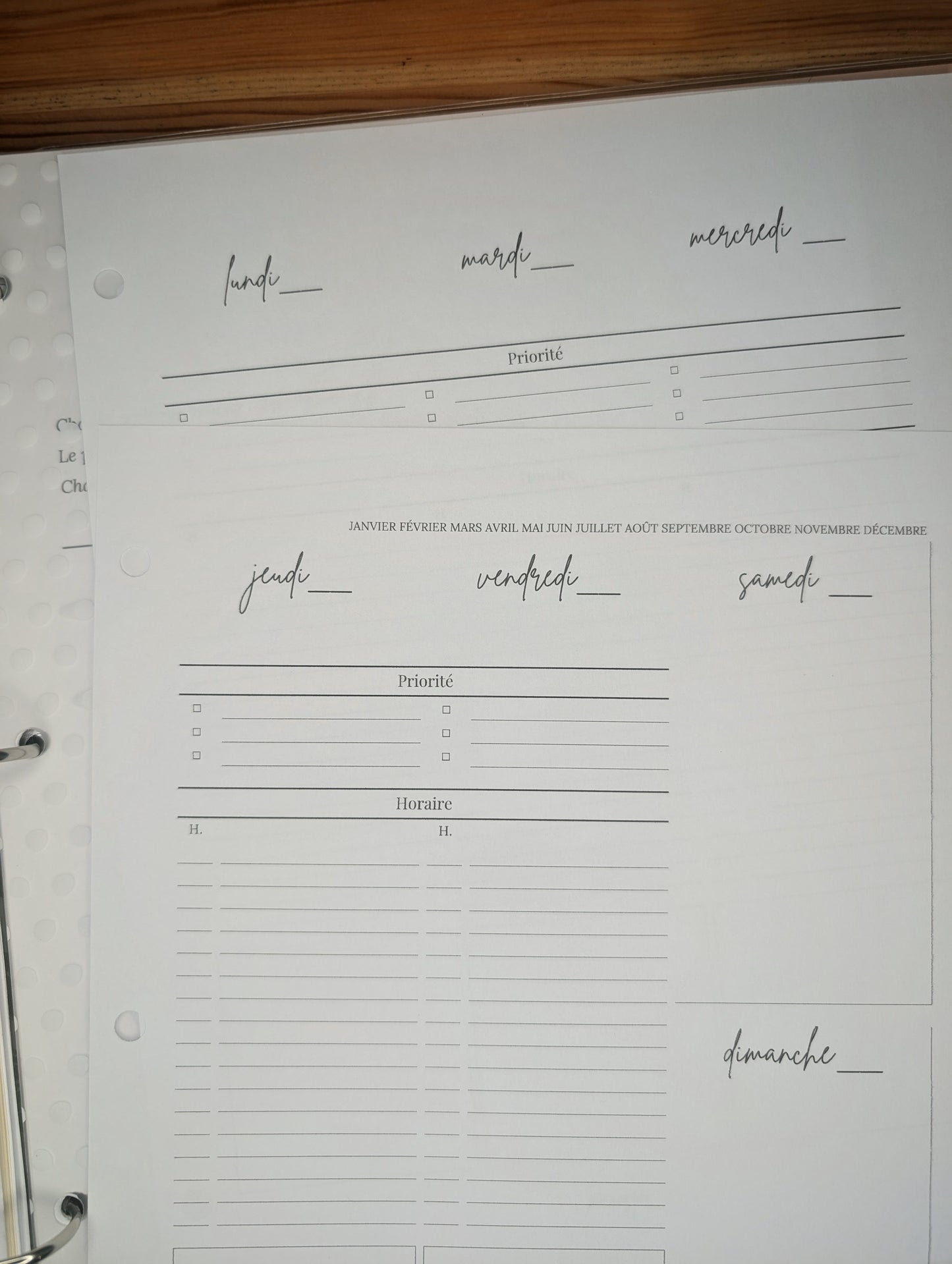Planificateur hebdomadaire (sur deux pages) - Vers. 2