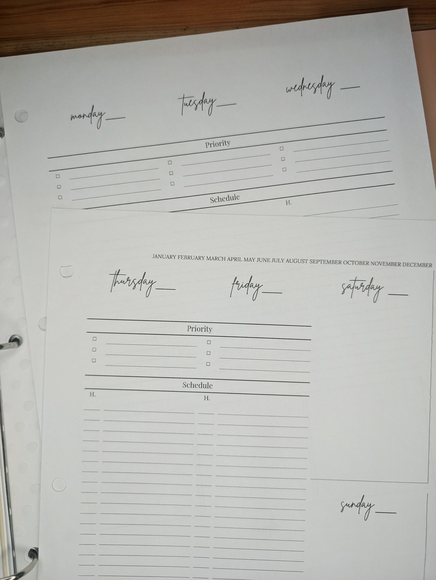 Planificateur hebdomadaire (sur deux pages) - Vers. 2