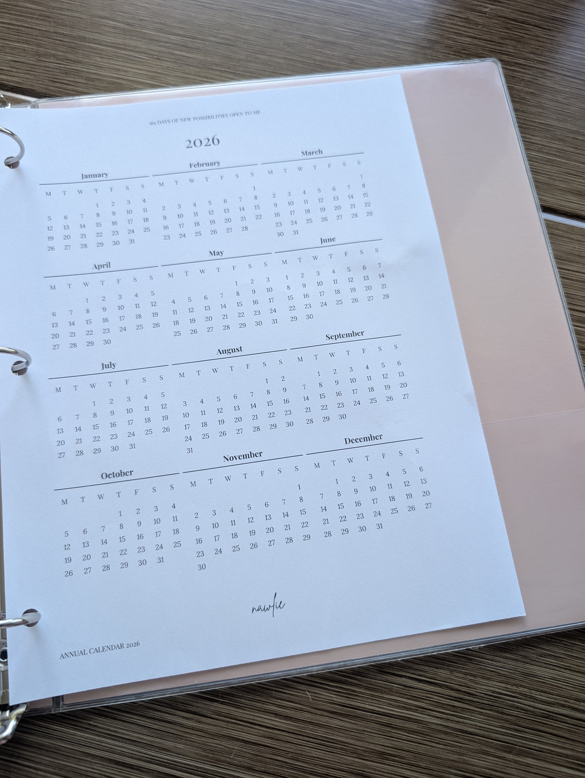Calendrier annuel 2026
