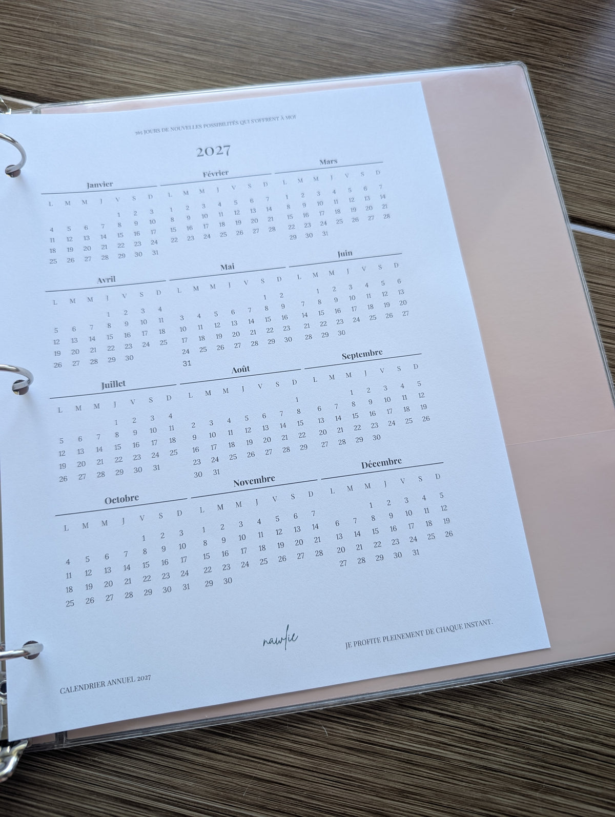 Calendrier annuel 2027