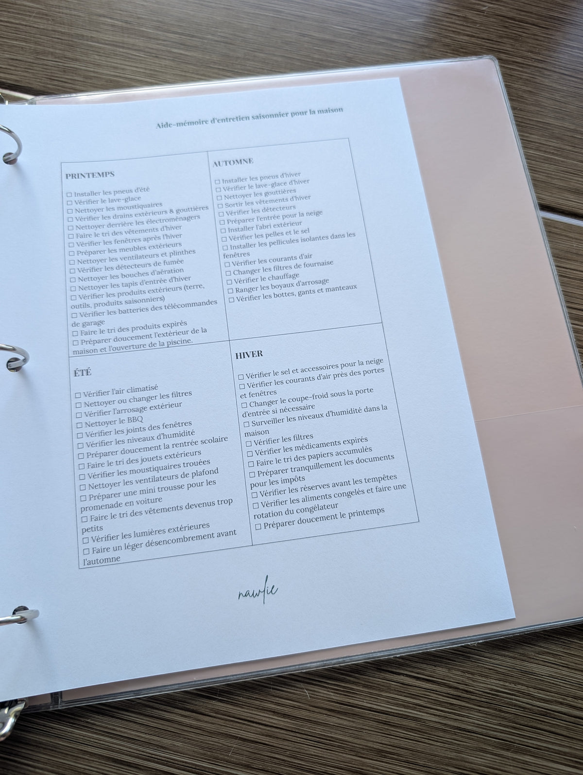 Aide-mémoire d’entretien saisonnier pour la maison
