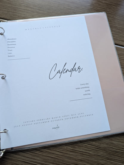 Page couverture de section | Calendrier mensuel