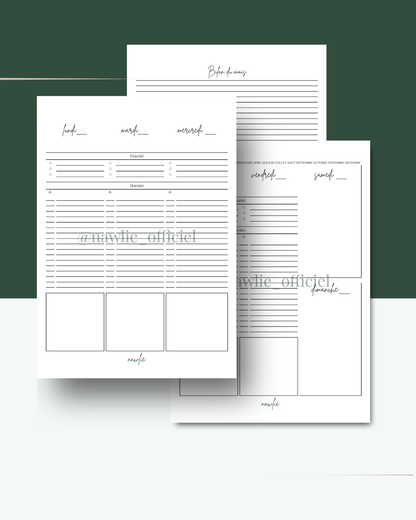 Planificateur hebdomadaire (sur deux pages) - Vers. 2