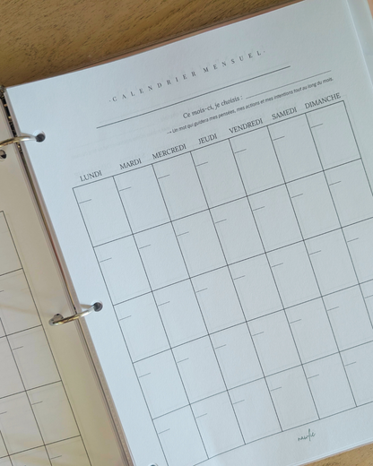 Calendrier mensuel, recto-verso